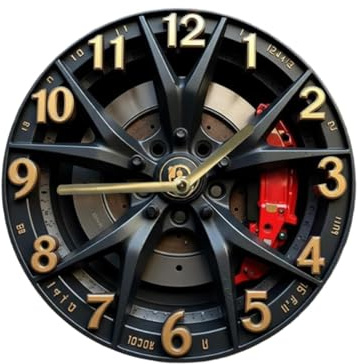Milageto Wanduhr mit geräuschlosem Uhrwerk und Autoradmotiv – eine einzigartige, Elegante Dekoration für Wohnzimmer und Zuhause, 30cm
