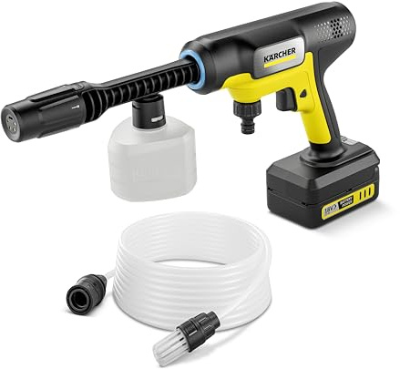 Kärcher Akku-Druckreiniger OC 7-18 Handheld Battery Set, mobiler Outdoor-Reiniger, Druck: max. 24 bar, 250 l/h, 5-in-1 Multi Jet, Saugschlauch, Schaumdüse, mit Kärcher 18-V-Akku und Ladegerät