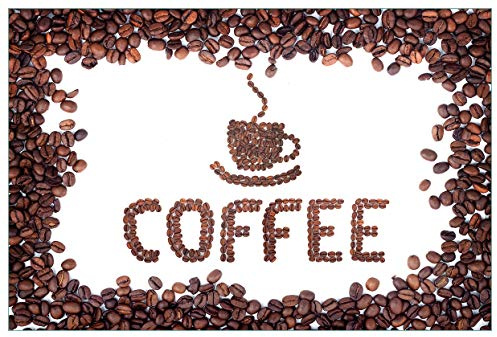 Wallario Küchenrückwand selbstklebend 90 x 60 cm, Motiv: Kaffee Schrift aus Kaffeebohnen | Spritzschutz abwischbar & pflegeleicht