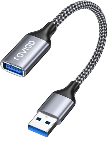 RAVIAD USB Verlängerung Kabel 0.5M 5Gbps USB 3.0 A Verlängerungskabel | USB A Stecker auf A Buchse Nylon und Alluminiumsteckern für Kartenlesegerät, Tastatur, Drucker, Scanner, Kamera, Hubs