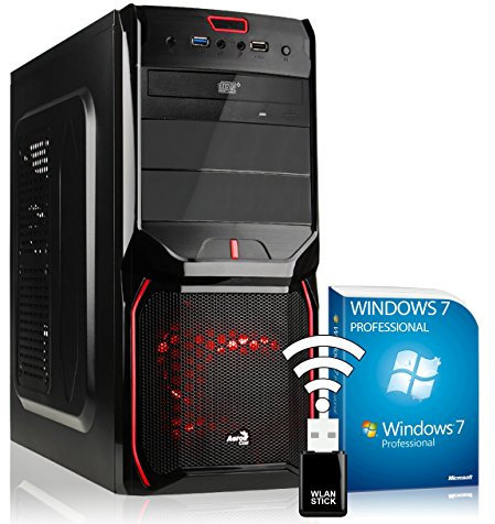 AGANDO Silent Gaming PC multicolore GeForce GTX1050 Ti 4GB | Windows 7 Pro Intel Core i7 4790 | 16GB RAM