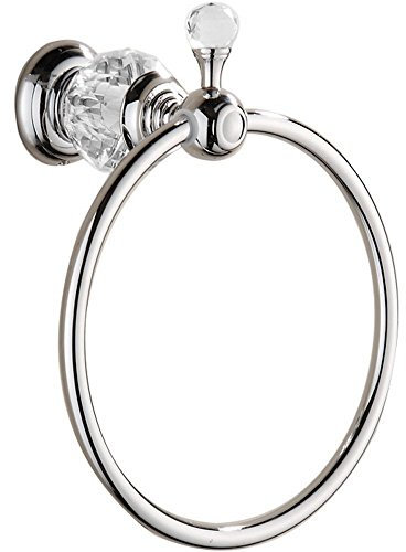 (Chrome) - Nokozan Luxury Crystal Series Chrome Fished Batrhoom Towel Ring Holder Wall Mouted
