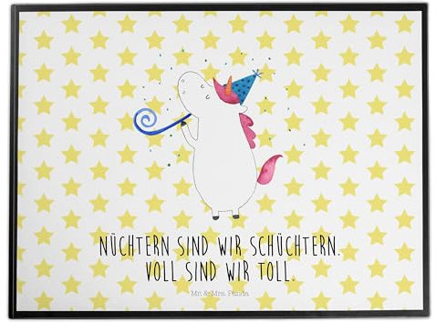 Mr. & Mrs. Panda Schreibtischunterlage Einhorn Party - Geschenk, Schreibtisch Unterlagen, Schreibtischauflage, Einhörner, Schreibtischunterlage Groß,