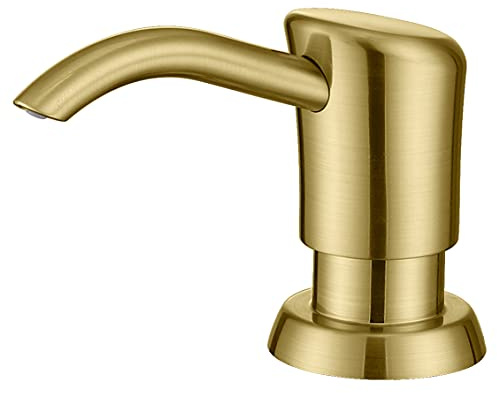 GAGALIFE Built in Sink Soap Dispenser or Lotion Dispenser for Kitchen Sink, Brushed Gold ABS Pump Head, with 17 Ounce Large PET Soap Bottle | Refills From The Top, No-Leak ABS Pump, DIY Installation, 360° Swivel, Fits 1–1.5 in Sink Holes; for Dish Soap or Lotion