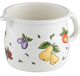 RIESS, 0093-068 - Pentola per becco piegato, 10 0,75 l, colore: Bianco con decorazione di frutta, induzione