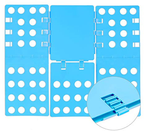 Relaxdays 1 x Wäschefalter 4. Generation, platzsparend, 68 x 57 cm, Wäschefalter für Shirts, Hemden, flexibel, Flip, Fold, blau