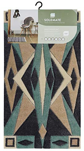 JVL SOLEMATE Hand Carved Art Deco Door Mat, Turquoise, One size, 01-462