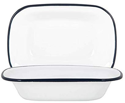 Argon Tableware Weiße Emaille -Torten -Gerichte - 20cm - Marine - Pack Von 2