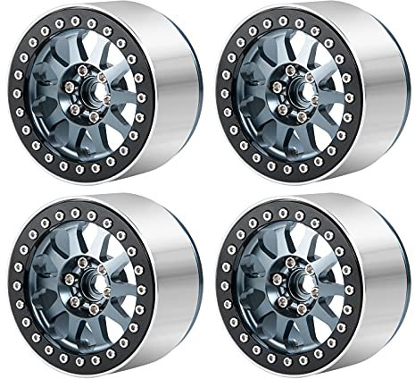 AXspeed 35mm Wide Beadlock Felgen 2,2 Radnaben für 1:10 RC Axial Wraith AX90018 90048 RC Autoteile (Titan & Schwarz)