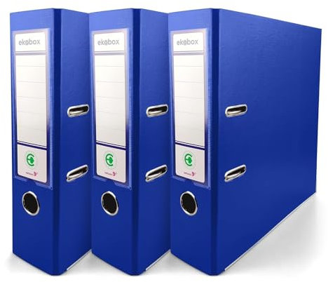 Netuno 3x Akten-Ordner Blau DIN A4 Ekobox 2-Ring-Mechanik Ringorder a4 8cm Kunststoff Ordner a4 breit Büroordner Plastikordner Briefordner a4 Ringmappe breiter Aktenordner PP-Ordner farbig