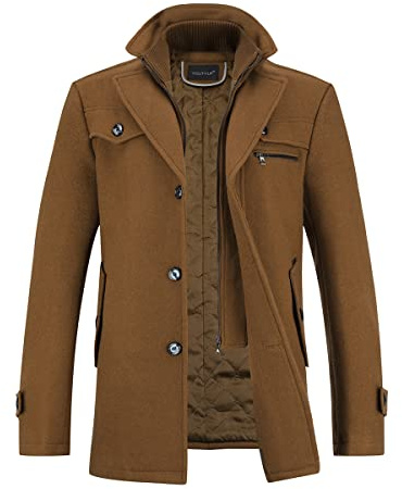 YOUTHUP Herren Wollmantel Dick Winter Regular Fit Kurzmantel Übergang