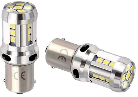 Bsxywa 1156 Ba15s P21w LED Ampoules 12V 24V, 18SMD Super Brillant Blanche 6000K, Pour Auto Voiture RV DRL Feux de Jours, Feu de Recul, Feux de Brouillard arrière. (Lot De 2)