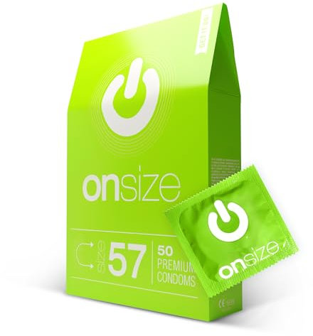 ON) ONsize Kondome I 57 mm Breite I 50 Stück I dünne 0,07 mm Wandstärke I Premium Kondome hauchzart I Kondome vegan I Kondome für Männer I Condoms for men