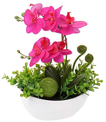 Fleurs Artificielles Fleurs Artificielles Orchidée en Pot, Hauteur 35 CM Phalaenopsis Artificiel avec Fleurs Real Touch, Centres de Table, Décorations de Rebord de Fenêtre