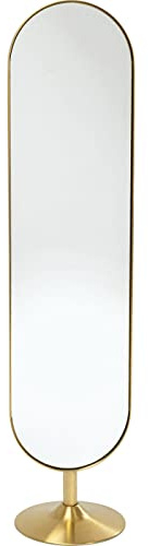 Kare Design Standspiegel Curve, Brass, Ovaler Spiegel für Flur oder Ankleide, Stahl Rahmen, 170x40 cm (H/B)