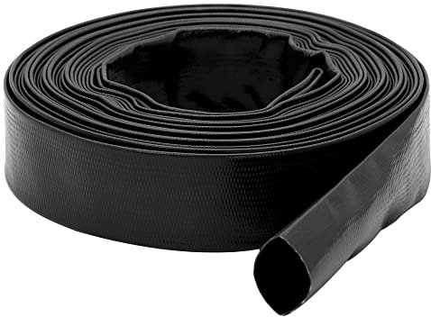 DAVCO 3,8 cm ID × 15,2 m schwarzer Pool-Rückspülschlauch Saugschlauch, strapazierfähige, verstärkte PVC-Verlegung, flache Wasserentladungspumpenschläuche für Schwimmbäder und saubere Filter