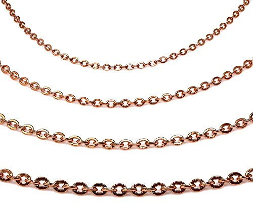 Treuheld® Roségoldene Halskette aus Edelstahl in 4 Dicken und 5 Kettenlängen - [53.] Dicke: 1,7mm - Länge: 50cm