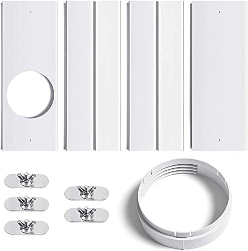 FASCINATDECO Kit Ventana Aire Acondicionado Portátil y Secadora, Placa Deslizante Sellado Ventanas Kit, Ventilación PVC Plástico Longitud Ajustable para Manguera Escape (para Tubo de 15CM)
