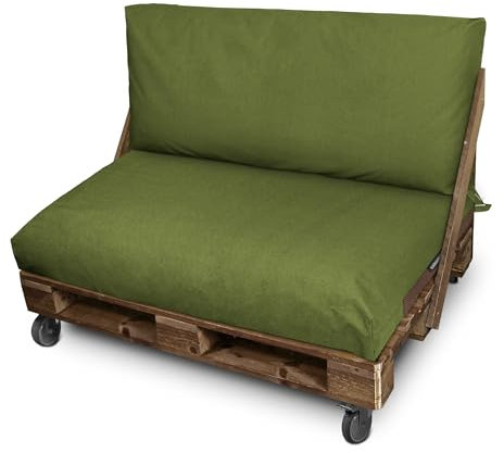 HAPPERS Cojines para Palets en Naylim Impermeable para Exterior 120x80 + 120x45 Verde