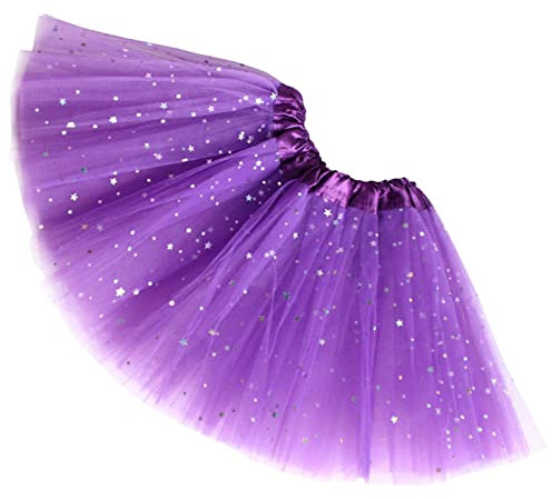 Ugitopi Gonna per Tutu in Tulle Elastico a 4 Strati per Adulti, Dark Purple