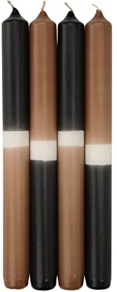 INNA-Glas Dip Dye Stabkerzen LISSITA, 4 Stück, schwarz-caramel, 25cm, Ø2,3cm, 11h - Tafelkerze