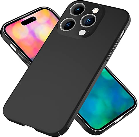 NALIA Ultra Slim Hardcase für iPhone 14 Pro, 0.5mm Dünn - Hülle, Schwarz | Erhöhter Kamerarand, Kabelloses Laden, Kratzfestes Polycarbonat, Rutschhemmende Silk-Touch Oberfläche, PUREFIT