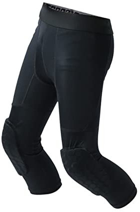 WISREMT Pantalones de compresión para niños con Rodilleras Pantalones de Baloncesto Niños Deportes Juveniles 3/4 Capri Leggings Medias Acolchadas
