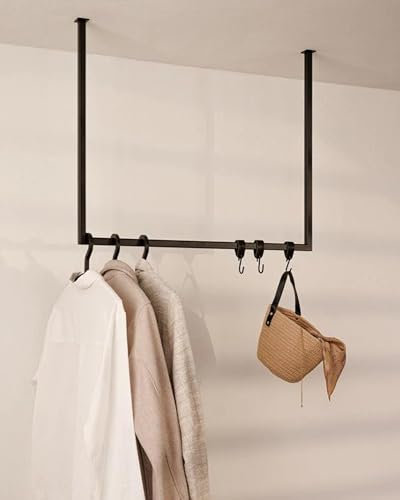 Metallbude Kleiderstange RUBI Schwarz - Eckige Garderobe mit Deckenmontage - Kratz-, Stoß- & Schlagfest - 60X80 cm
