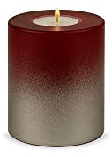 Qult Farluce Trend - Teelichthalter in Kerzenform • LEVI • Christmas Collection • Adventskerzen • Weihnachtskerzen • Kerze • Kunststoffkerze in Kerzenoptik (Ø 8 x h 9 cm, Merlot Red/Cream Gold)