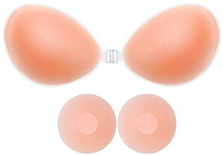 ANASH Sticky Bra, Stick on Bra for Women with 2 Nipple Covers, Women Silicone Strapless for Partywear,Weddings, Ideal for Off Shoulder (UK, Cup & Band, A, 1, Skin)