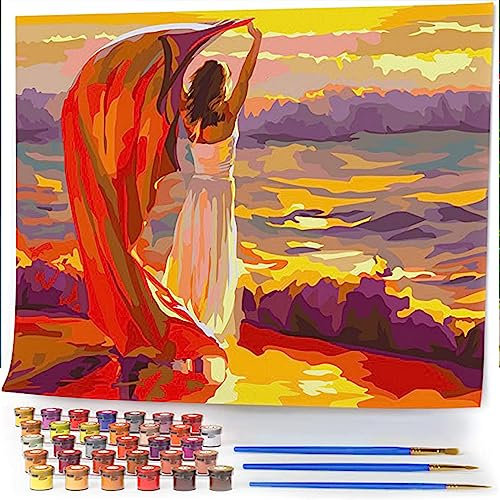 shixpiov Malen nach zahlen Erwachsene Landschaft | Malen nach zahlen ab 7 jahre mädchen- Ozeanbrise, DIY Ölgemälde Faltenfreie Ohne Rahmen - 3 Pinsels und Hohe Qualität Acrylfarbe, 40 x 50cm