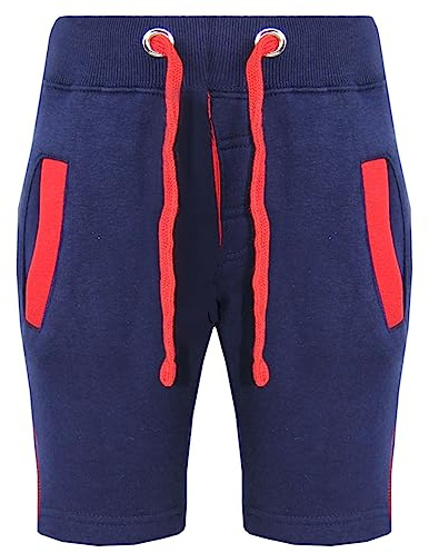 A2Z 4 Kids Boys Girls Fleece Shorts Contrast Drawstring Jogging Bottoms - Shorts Contrast Trim Navy 13.
