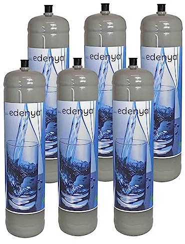6 botellas de CO2 600 gr desechables Edenya Bubbles con casquillo M11x1 para agua con gas E290