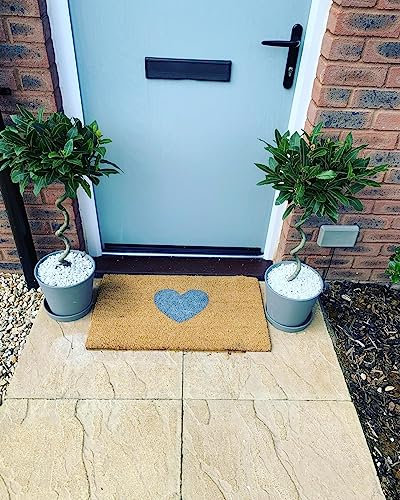Strunt Heart Outdoor/Indoor Welcome Doormat, Grey/Pink, 40x60cm, Non-Slip, Water Resistant