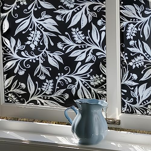 Neukids fensterfolie buntglas Silberne Blüten fensterfolie Muster statisch haftend Sichtschutzfolie Doppelseitiges Pflanze Fenster Folie Schlafzimmer Wohnzimmer Küche Bad dekorfolie Fenster 43x200cm