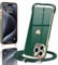 Wirvyuer Handyband Kompatibel mit iPhone 15 Pro Handyhülle Necklace Hülle mit Band zum Umhängen Kameraschutz Liebesherz Schutzhülle mit Halsband Silikon Umhängetasche für iPhone 15 Pro Dunkelgrün