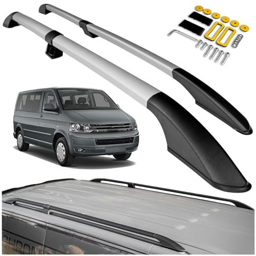 CHROMEMASTER Dachreling Dachträger Kompatibel mit VW T5 Caravelle Long 2003-2015 | Zur Befestigung der Dachgepäckträger, Dachboxen oder Dachfahrradträger | Robuste Konstruktion aus Alu
