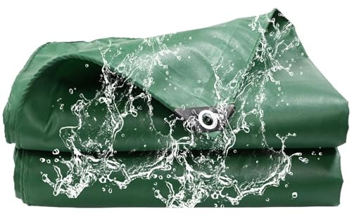 HUHJYUGE Lona Impermeable 4x8m, Lona PVC Piscina con Ojales, Lona Exterior Impermeable y Resistente Al Sol, Bordes Reforzados Resistente a la Rotura 650g/m² Duradera