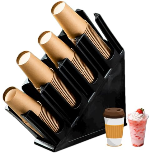 Tissting 4 Gitter Tassen Und Deckel Halter, Milch Teetassen Regal Papp Becher Organizer Pappbecher Deckel Hülsen Halter Für Bartheke(A)