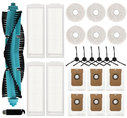 Donkivvy Kit di accessori di ricambio da 26 pezzi, compatibile con robot aspirapolvere Cecotec per Conga 11090, 1 spazzola a rullo, 4 filtri, 6 panni , 8 sacchetti per la polvere, 6 spazzole laterali