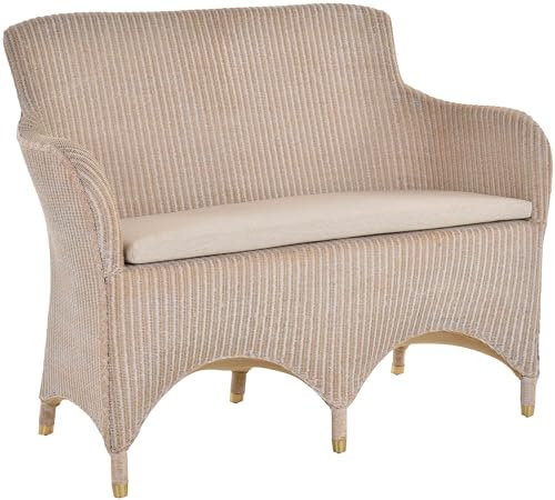 Krines Home Loom Zweisitzer Sofa Sydney Esszimmer Sofa 2er mit Rückenlehne Esszimmer Bank mit Armlehne Loombank mit Polster (Vintage Weiss)