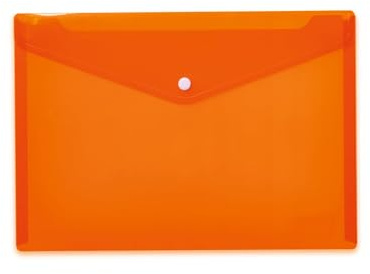 HERMA 20074 Dokumententasche A4 Transparent Orange, kleiner Sichttaschen Umschlag mit Druckknopf, Briefumschlag aus Plastik für Schule, Uni, Büro, Reise