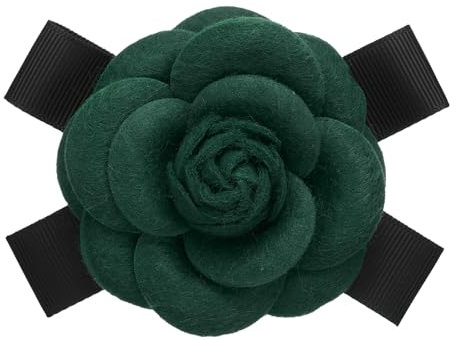 PATIKIL Broches en Forme de Fleur de Camélia, Élégantes Broches en Fausse Laine avec Nœud Floral pour Femmes, pour Chapeau, Robe, Chemise, Cravate, Corsage, Couleur Vert Foncé