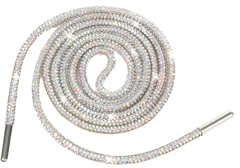 Jamron Ein Stück 4MM/6MM Glitzer Runde Schnürsenkel mit Strass Ersatz Kordelzug für Hoodie Jogginghose