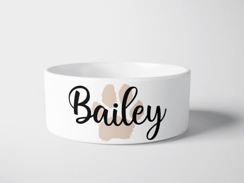 forefrontdesigns Personalised Dog Name Bowl – Custom Ceramic Dog Bowl for Water/Food, Ideal for Dogs and Cats, Personalised Cat Bowl Available in Large and Medium Sizes for Stylish Feeding.