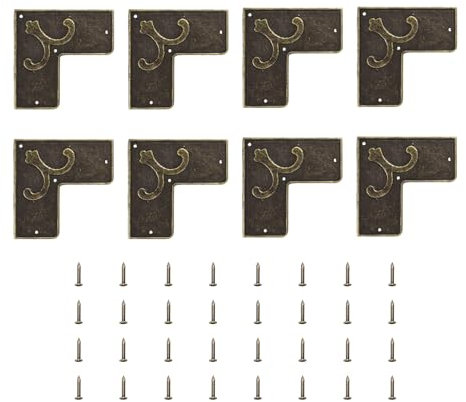 QUARKZMAN 8 Stück Vintage Eckwinkel 2,1x2,1 Dekorative Metall Schreibtisch Eckenschutz mit Schrauben für Kisten Schränke Dekorative Möbel Bronze