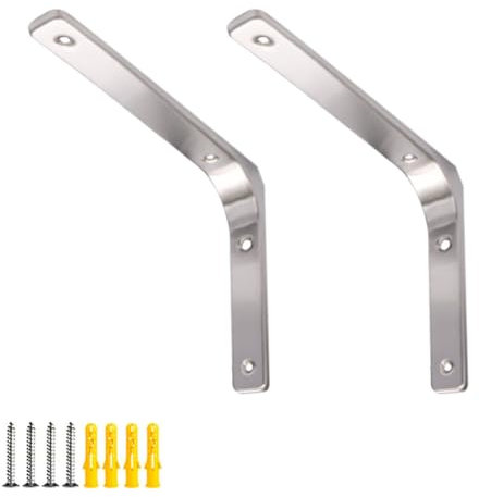 FEEIMOL 2 Pezzi Staffe per Mensole Pesanti Supporto Mensole L Forma 90 Gradi Angolare Staffa Mensola Muro Reggimensola con Viti per Scaffali Casa Cucina Ufficio Argento 20x15cm
