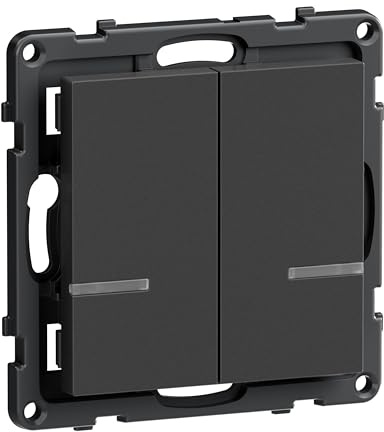 LEGRAND, SEANO with Netatmo Wandsender Licht - 2-fach, 2 Schaltwippen, LED-Batteriestatus, 3 V-Batterie (8 Jahre Lebensdauer), Befestigung auf jeder Oberfläche, Smart Home, Farbe: Anthrazit, 765934