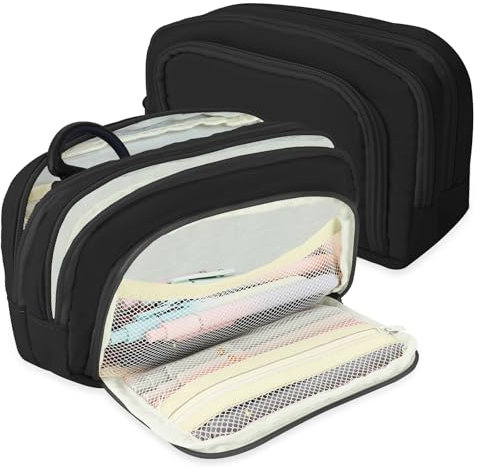 BINXWA federmappe Jungen,federmäppchen 3 fächer,federmäppchen groß für Jugendliche und federtasche Erwachsene, mäppchen schwarz für Schule, Büro Platzierung schulsachen Stationery Desk Organiser