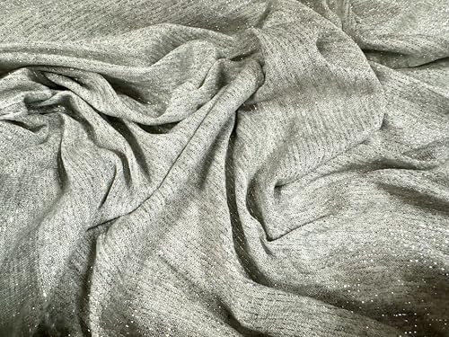 Metallischer Lurex-Stretch-Krepp-Jersey-Stoff, Meterware – Lurex Sparkle – Silber